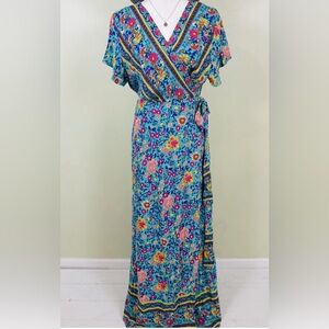 Boho Chic Indie Maxi Wrap Dress NWT size L